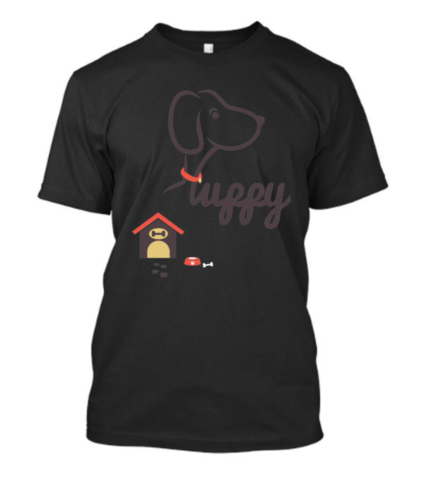 Luffy Dog With Collar And Cozy Home Elements Including Doghouse And Paw Prints T-Shirt