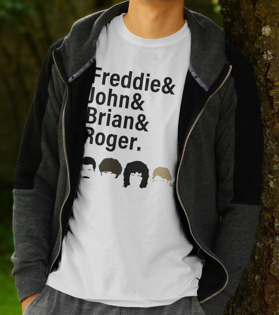 Freddie John Brian Roger Hair Silhouettes Queen Band Members T-Shirt