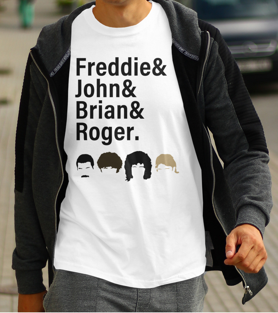 Freddie John Brian Roger Hair Silhouettes Queen Band Members T-Shirt