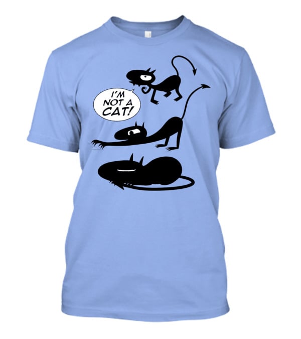 I'm Not A Cat Black Cartoon Creatures With Tails And Horns T-Shirt