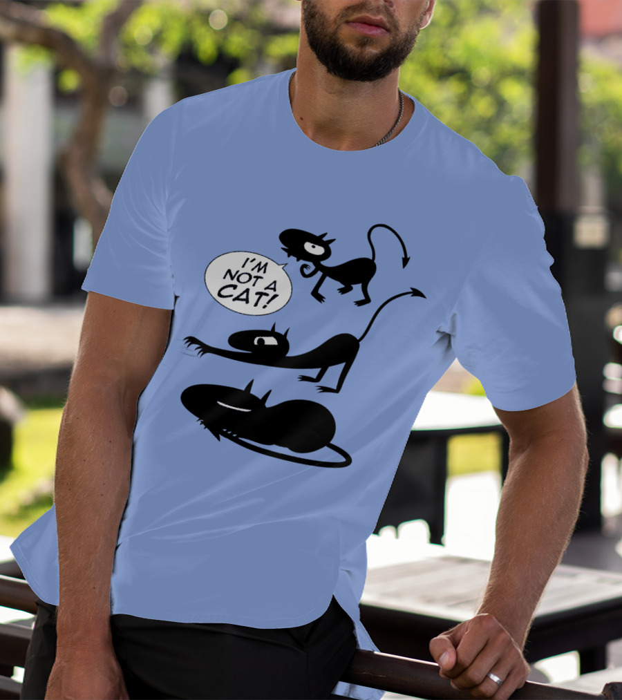 I'm Not A Cat Black Cartoon Creatures With Tails And Horns T-Shirt