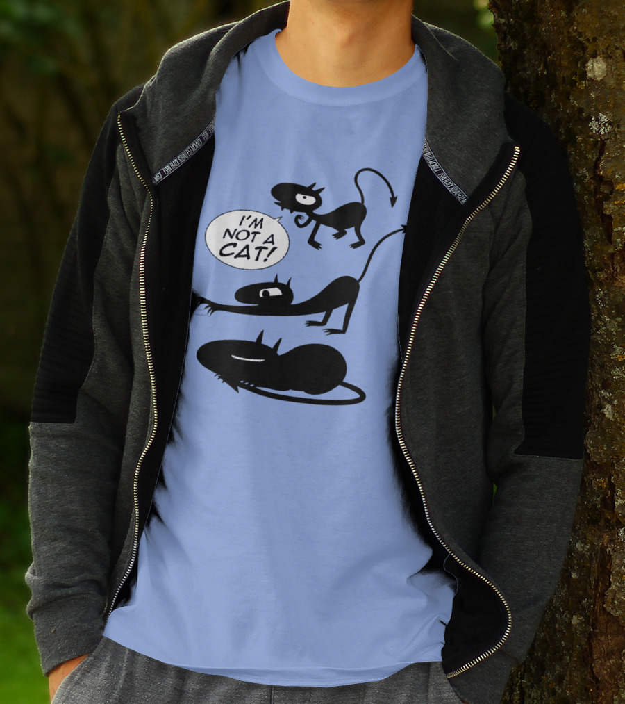 I'm Not A Cat Black Cartoon Creatures With Tails And Horns T-Shirt