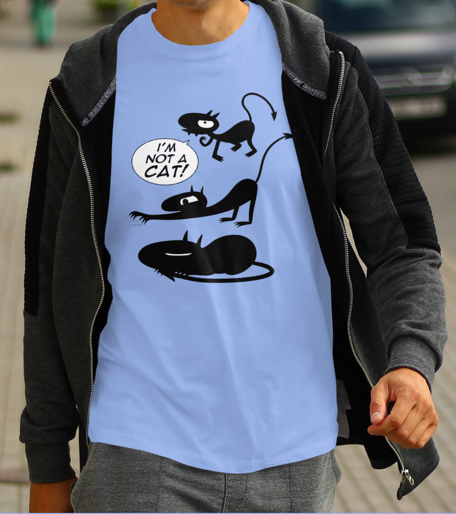 I'm Not A Cat Black Cartoon Creatures With Tails And Horns T-Shirt