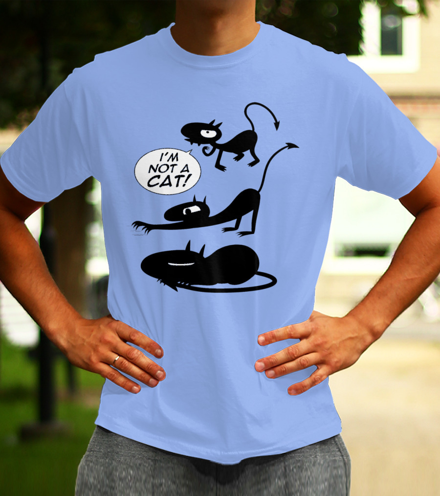 I'm Not A Cat Black Cartoon Creatures With Tails And Horns T-Shirt