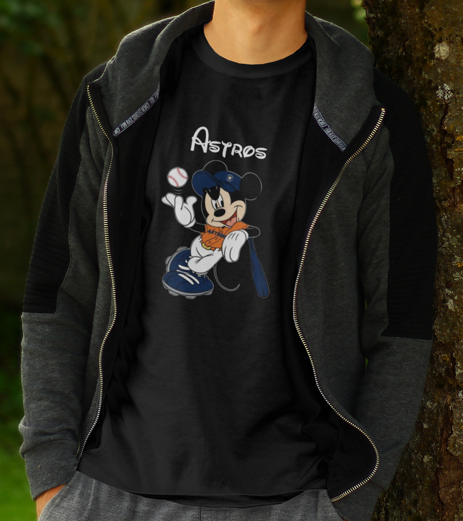 Mickey Astros Baseball Player In Orange And Blue T-Shirt