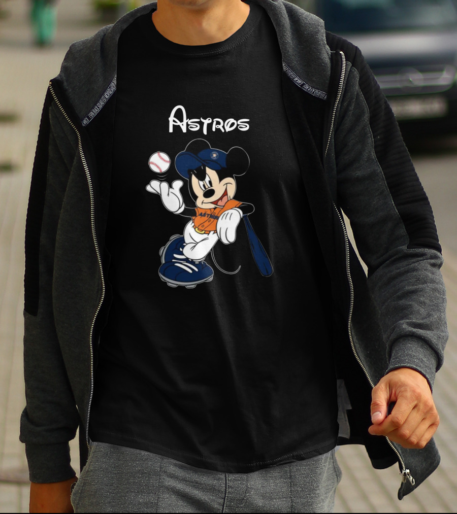 Mickey Astros Baseball Player In Orange And Blue T-Shirt