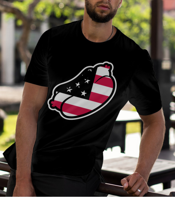 USA Classic Dog American Flag Sausage T-Shirt