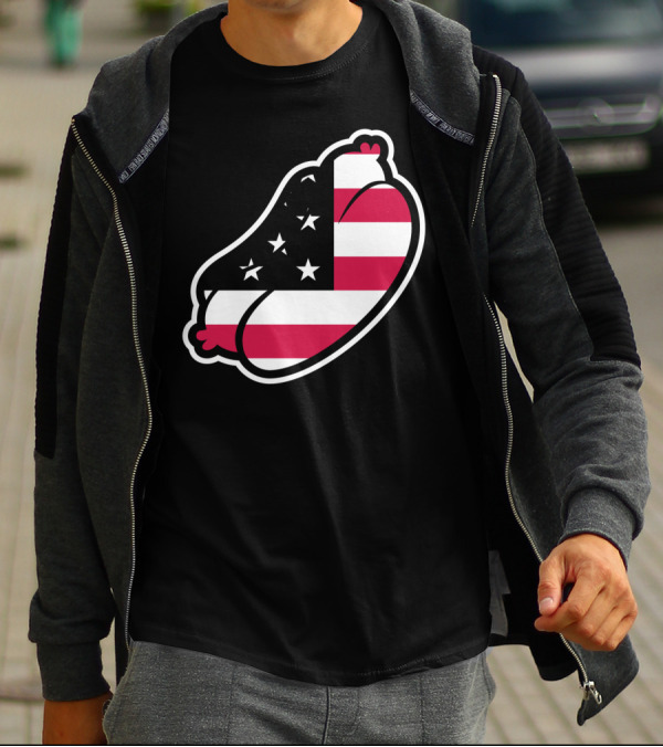 USA Classic Dog American Flag Sausage T-Shirt