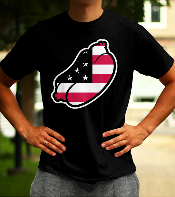 USA Classic Dog American Flag Sausage T-Shirt