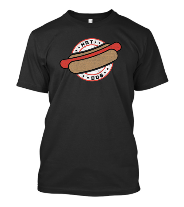 Hot Dog Retro Logo With Stars And Circular Emblem T-Shirt