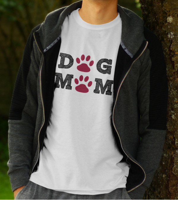 Dog Mom With Paw Print Accents In T-Shirt