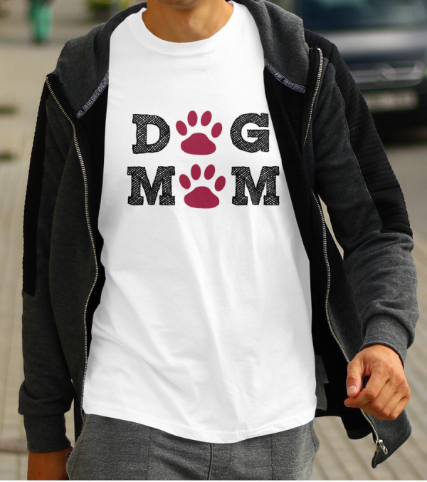 Dog Mom With Paw Print Accents In T-Shirt