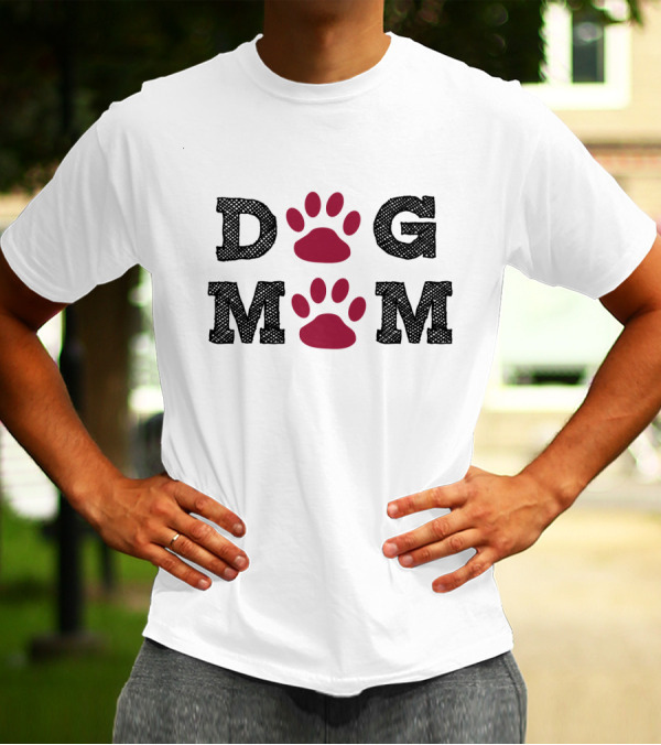 Dog Mom With Paw Print Accents In T-Shirt