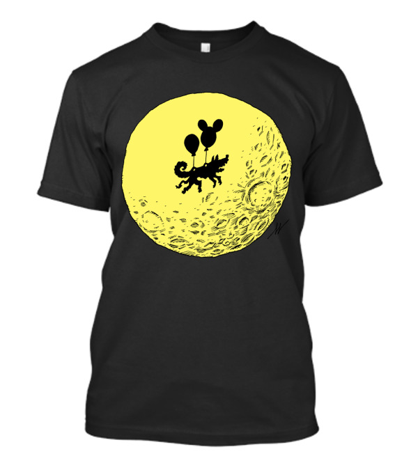 Dog On The Moon With Balloons Floating In Space T-Shirt