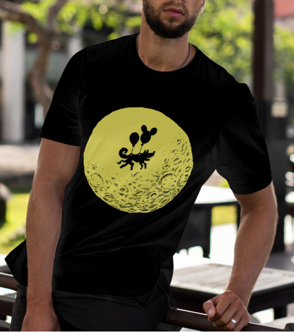 Dog On The Moon With Balloons Floating In Space T-Shirt