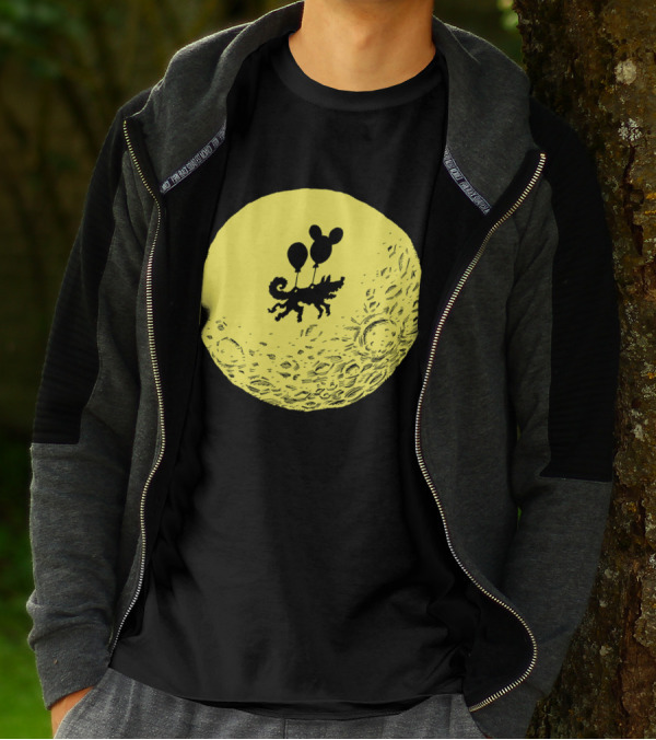 Dog On The Moon With Balloons Floating In Space T-Shirt