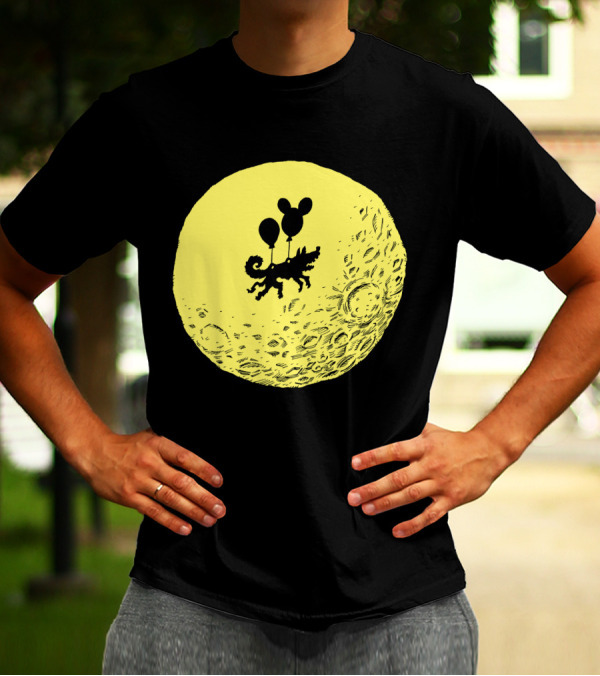 Dog On The Moon With Balloons Floating In Space T-Shirt