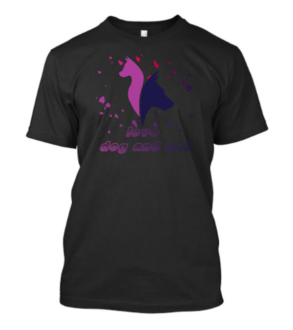 Love Dog And Cat Heart Silhouette With Pet Lover T-Shirt
