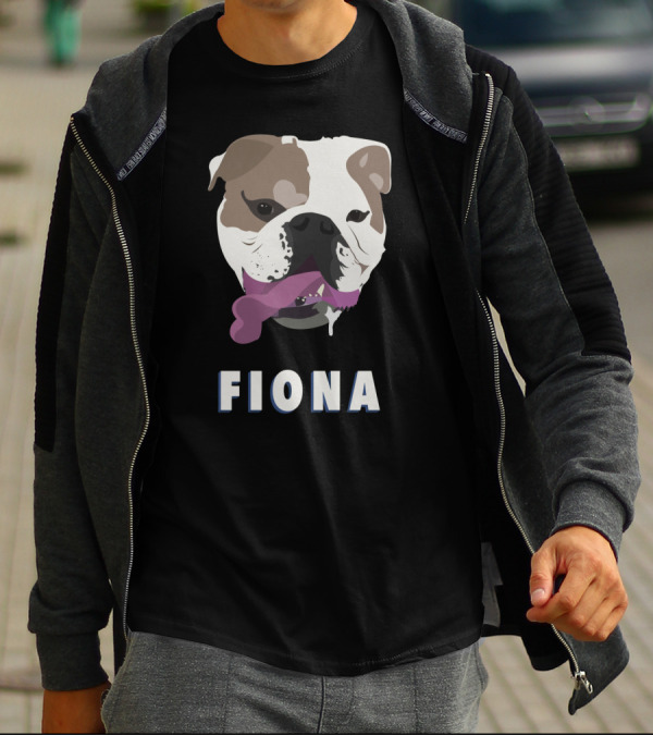Fiona Funny Bulldog Illustration With Tongue Out T-Shirt
