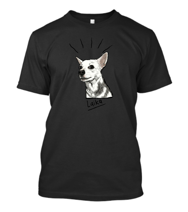 Laika Dog Drawing With Radiant Outline T-Shirt