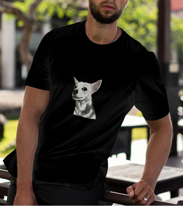 Laika Dog Drawing With Radiant Outline T-Shirt