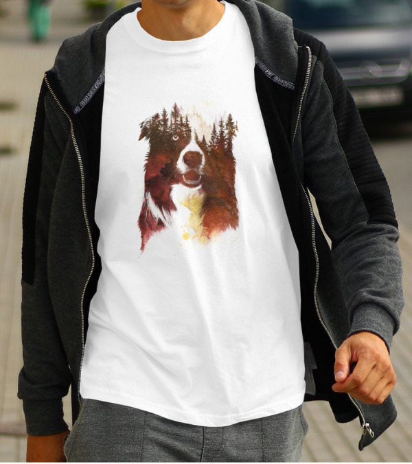 One Night In The Forest With Bear Silhouette And Woodland Reflections T-Shirt