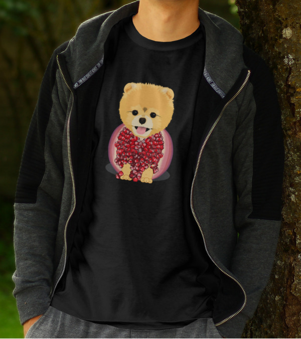 Pomeranian Pomegranate Fusion With Pommergrainian Twist T-Shirt