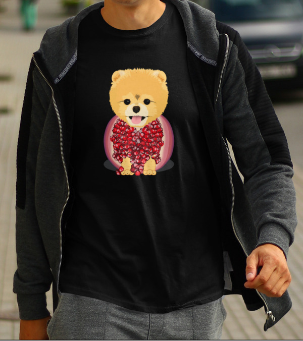 Pomeranian Pomegranate Fusion With Pommergrainian Twist T-Shirt