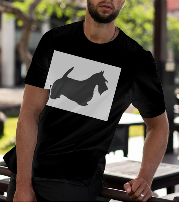 Scottish Terrier Silhouette Dark Grey Image T-Shirt