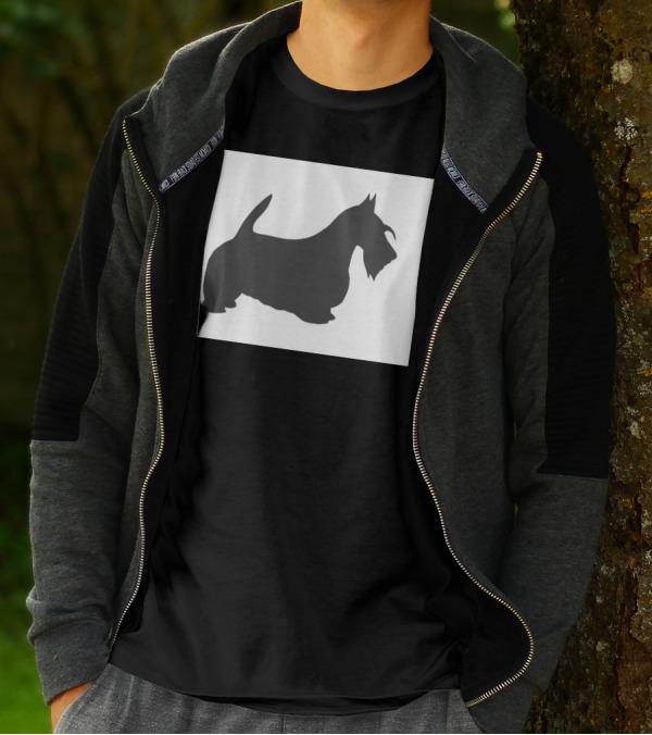 Scottish Terrier Silhouette Dark Grey Image T-Shirt