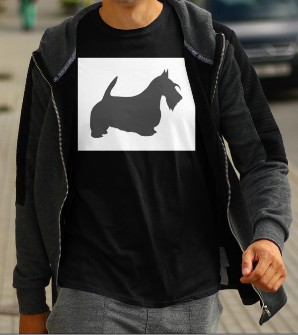 Scottish Terrier Silhouette Dark Grey Image T-Shirt