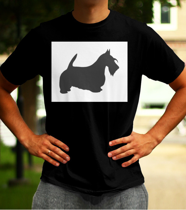 Scottish Terrier Silhouette Dark Grey Image T-Shirt