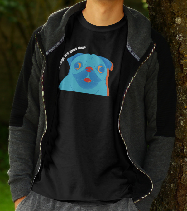 All Dogs Are Good Dogs Vibrant Pug T-Shirt