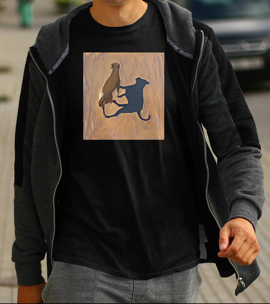 Playful Dog And Shadow Canvas T-Shirt