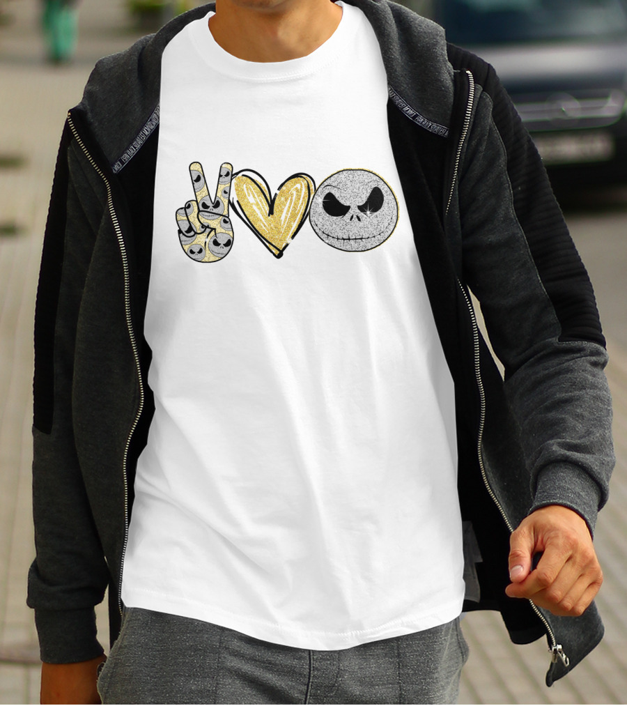 Peace Love Jack Skellington Face T-Shirt