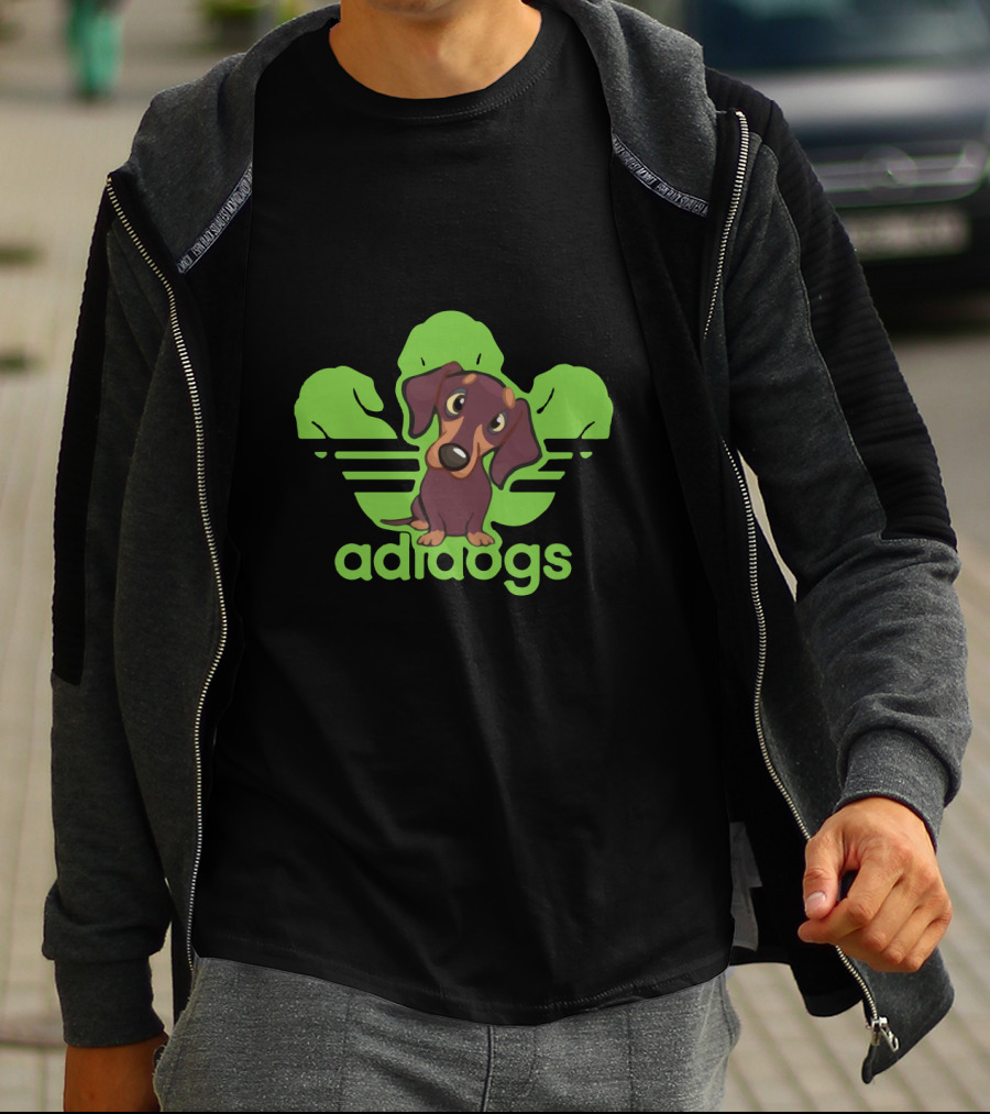 Adidogs Green Logo With Dachshund T-Shirt