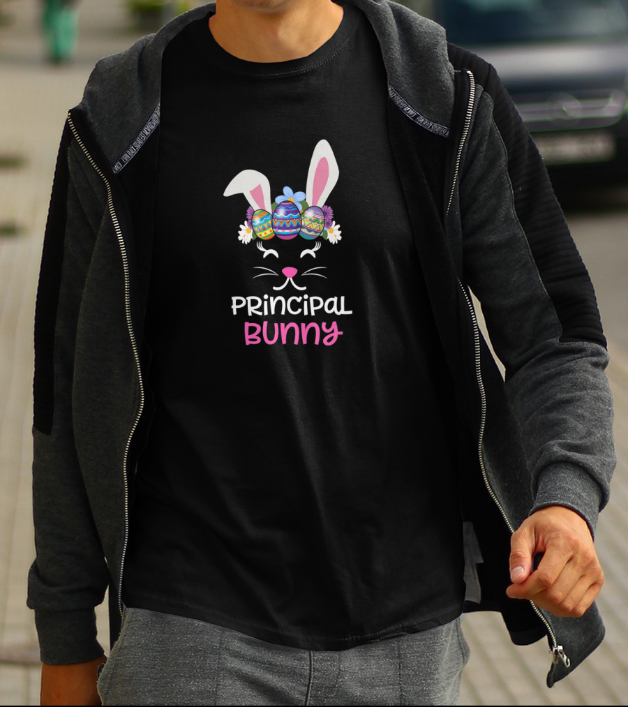 Principal Bunny Face With Easter Egg Headband Costume T-Shirt