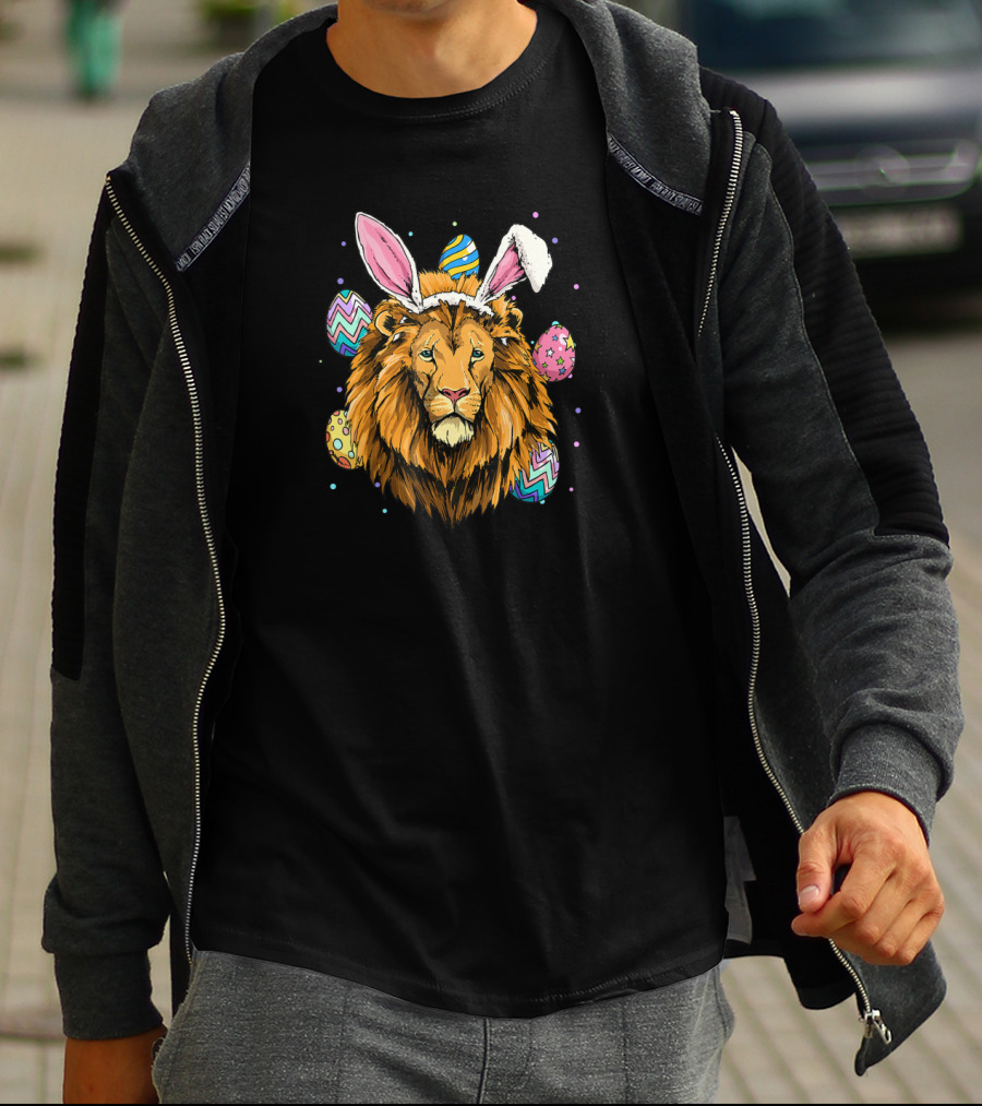 Easter Bunny Lion With Colorful Easter Eggs T-Shirt
