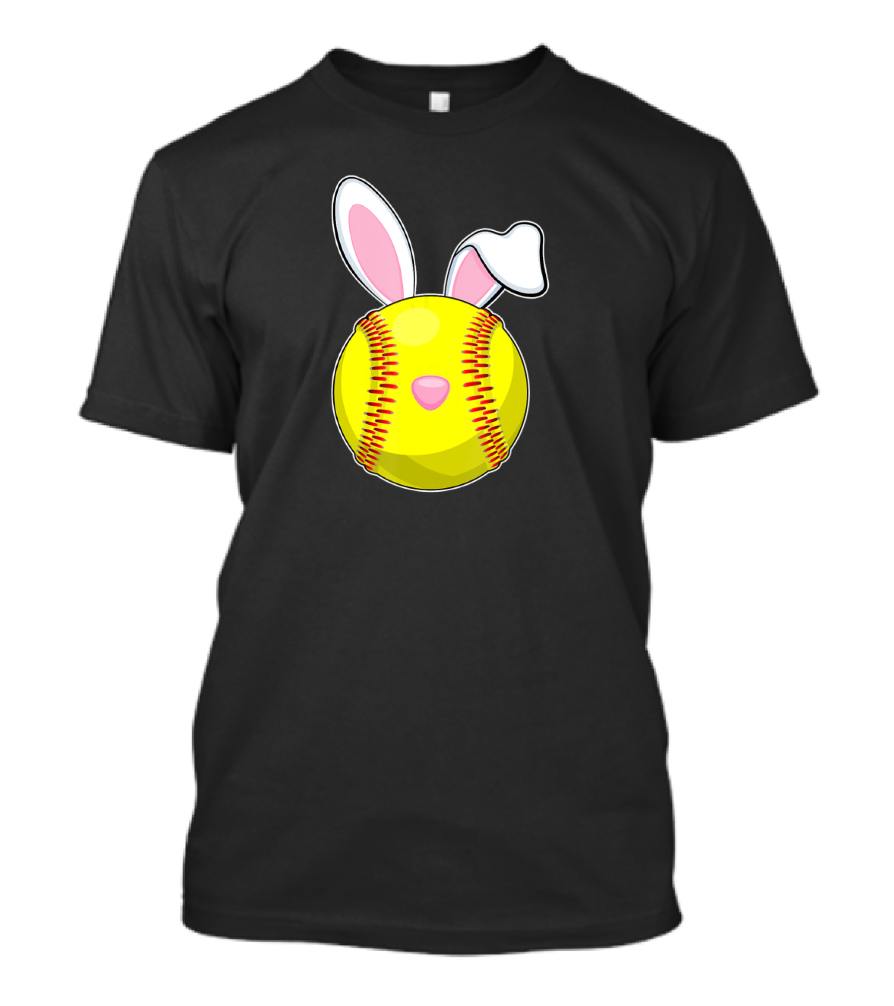 Softball Easter Bunny Rabbit Ears Sports Ball T-Shirt