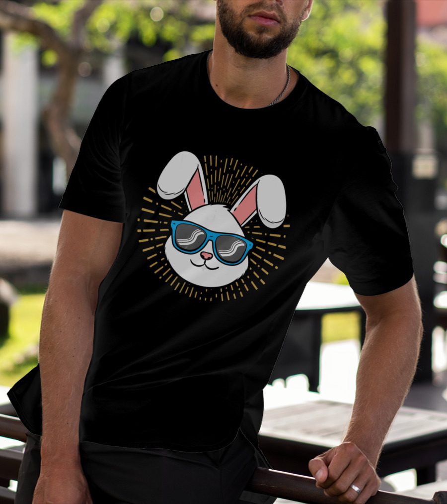 Cute Rabbit Easter Bunny With Blue Sunglasses And Ears T-Shirt