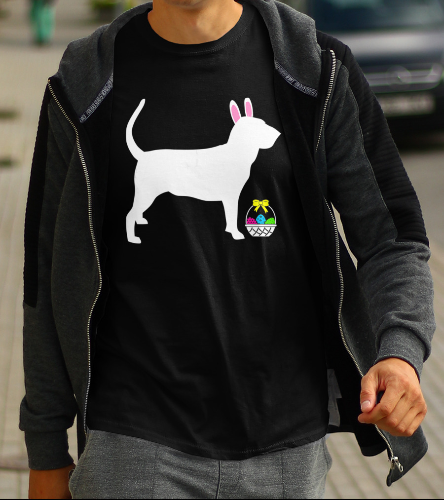 Bloodhound Dog Easter Bunny Ears Basket T-Shirt