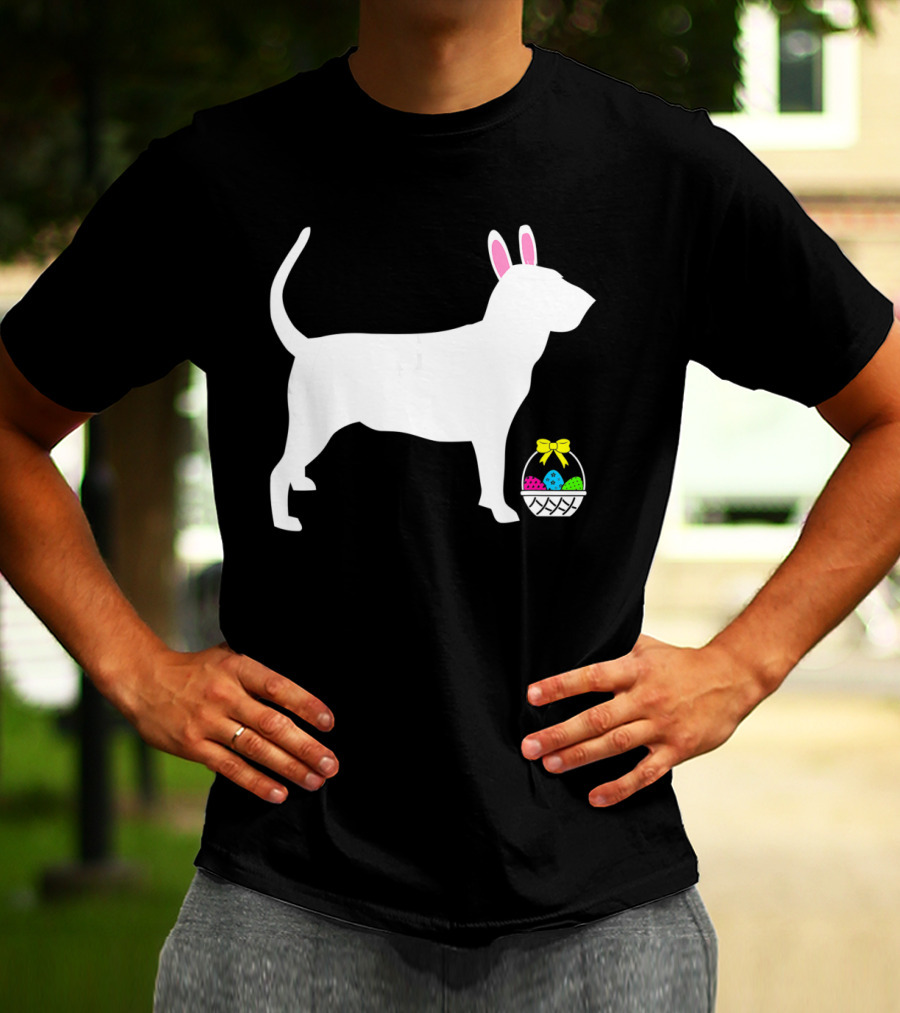 Bloodhound Dog Easter Bunny Ears Basket T-Shirt
