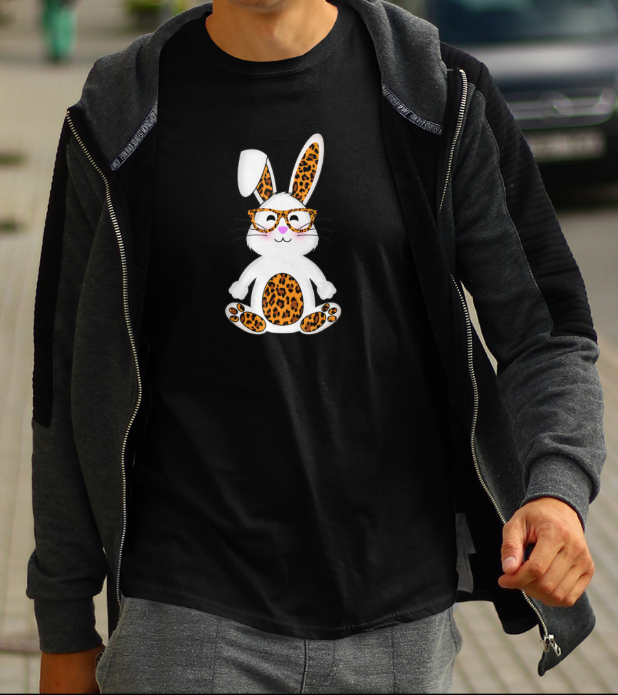 Rabbit Bunny With Leopard Sunglasses Easter T-Shirt