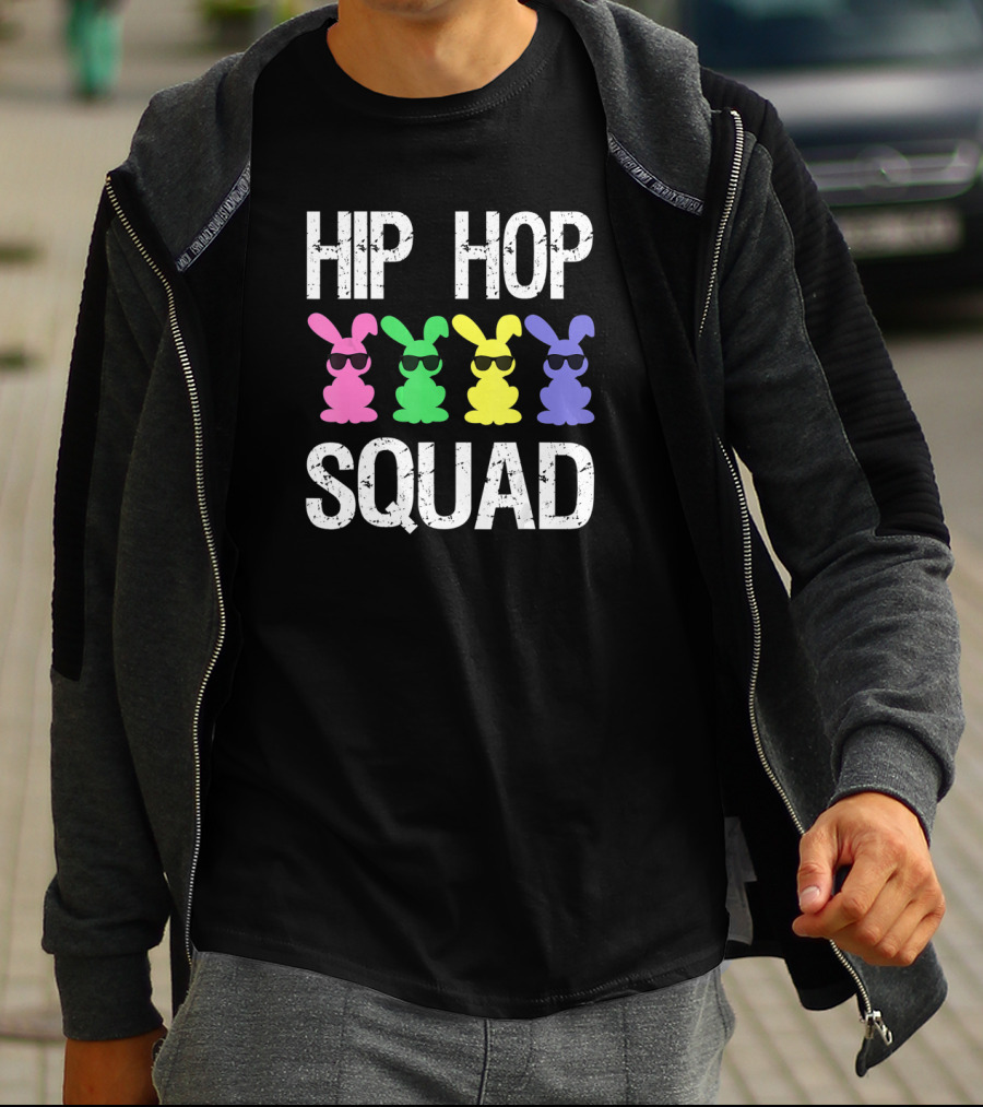Hip Hop Squad Funny Easter Bunny Sunglasses Quartet T-Shirt