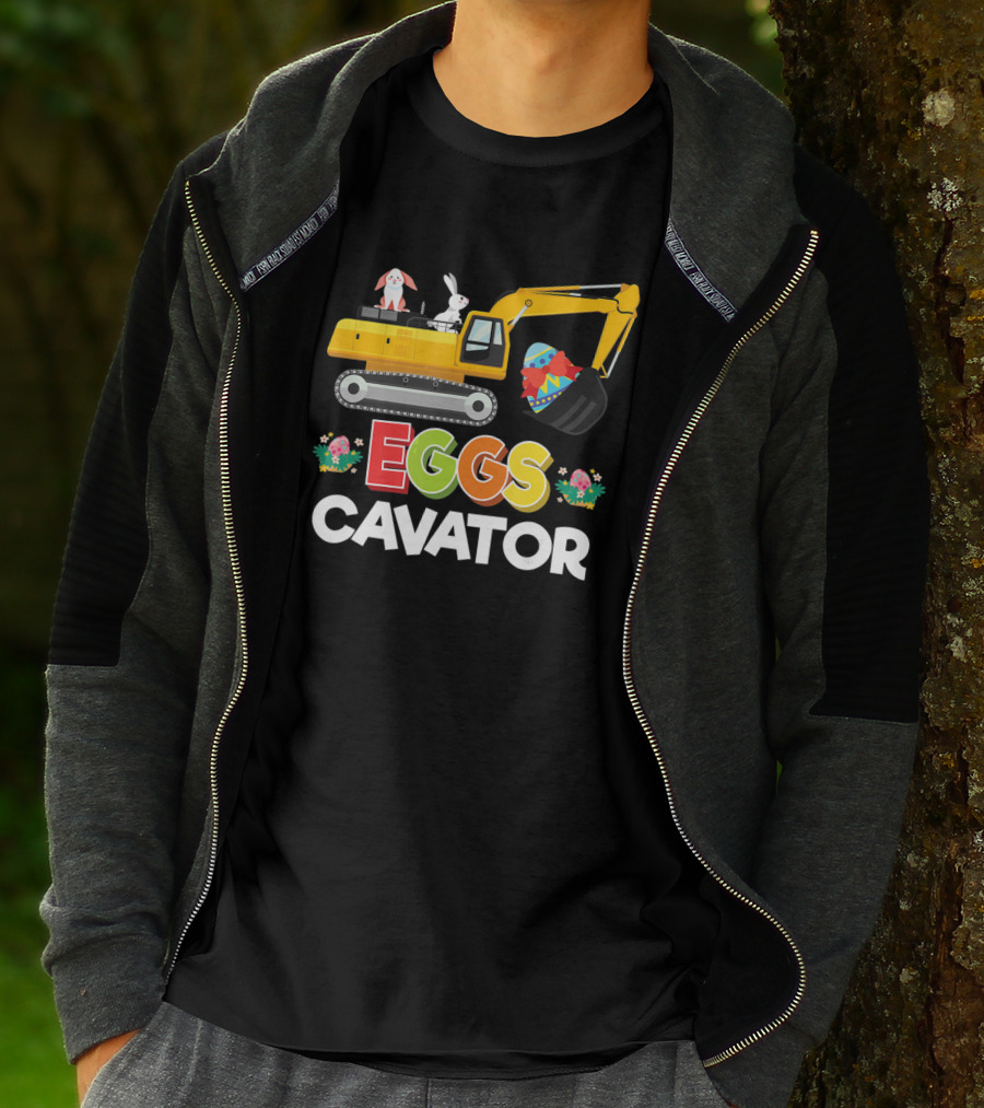 Easter Egg Hunt Toddlers Funny Eggs Cavator With Bunnies And Excavator T-Shirt