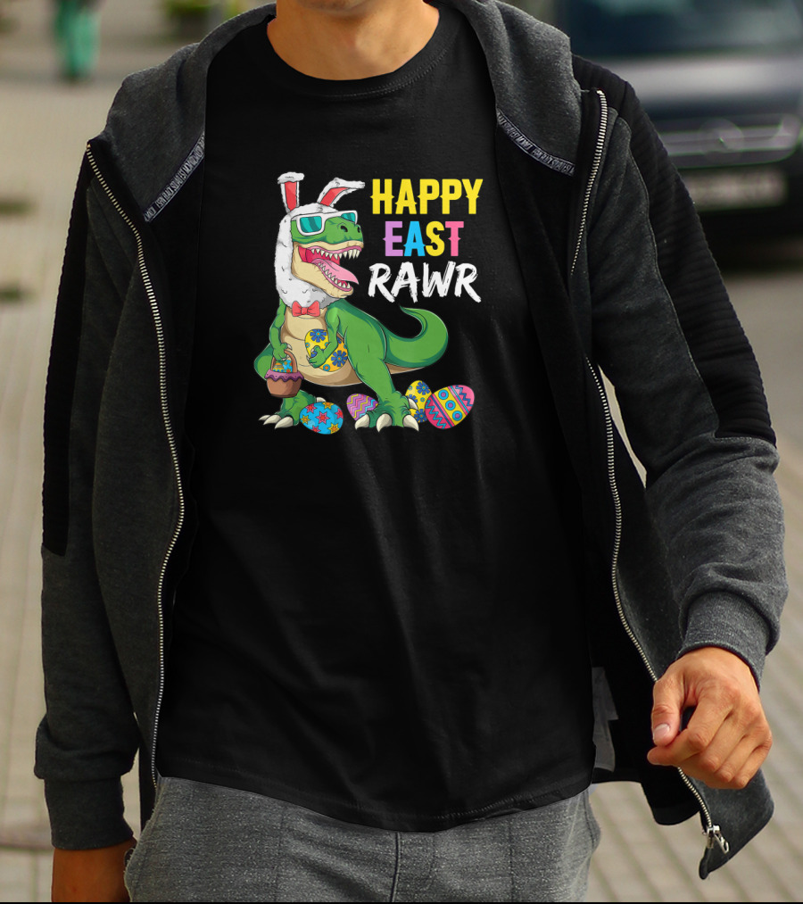 Happy Easter Rawr Dinosaur Rabbit Toddler Boys Egg T-Shirt