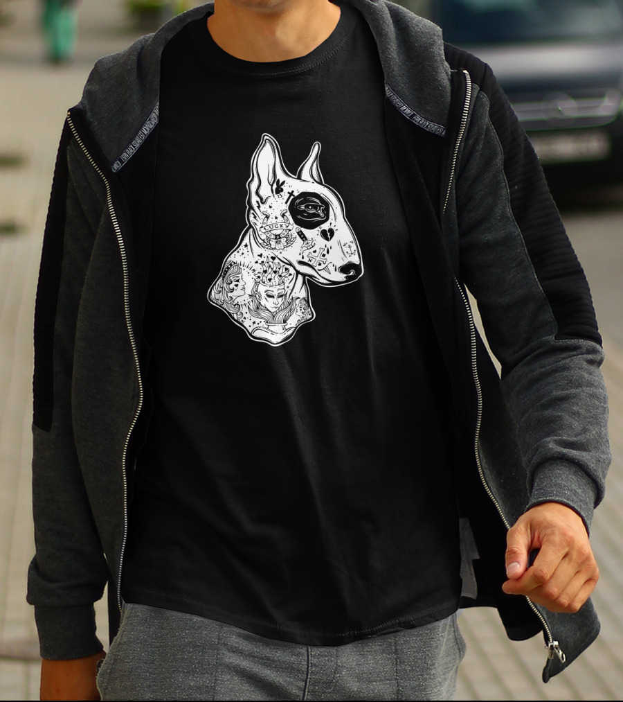 Inked Bull Terrier Lucky Old School Tattoo T-Shirt