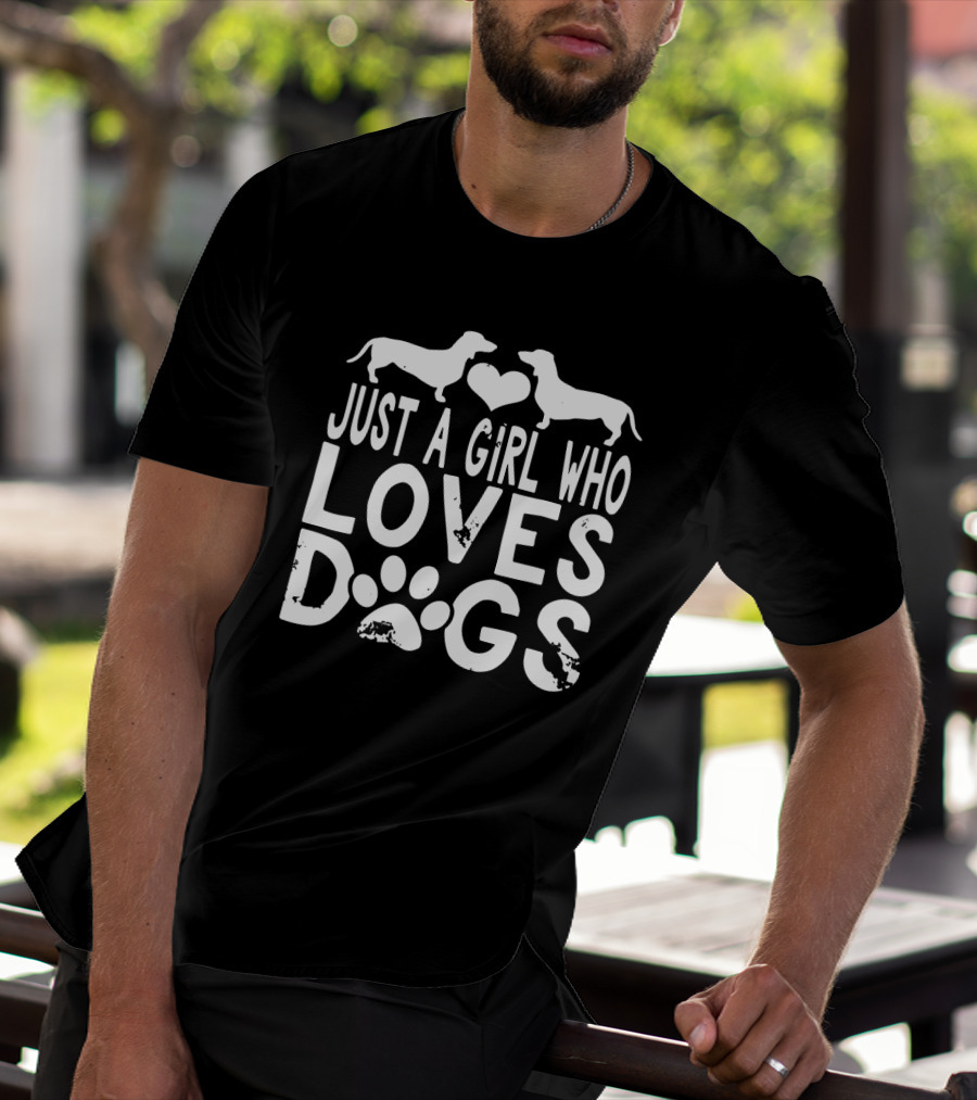 Just A Girl Who Loves Dogs Dachshund Heart Paw T-Shirt