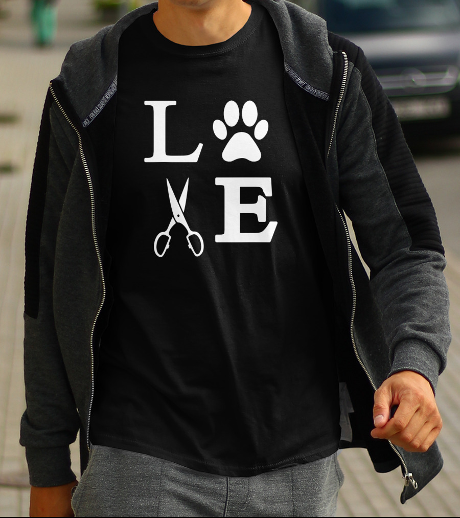 Love Dogs Grooming Paw Groomer Scissors T-Shirt