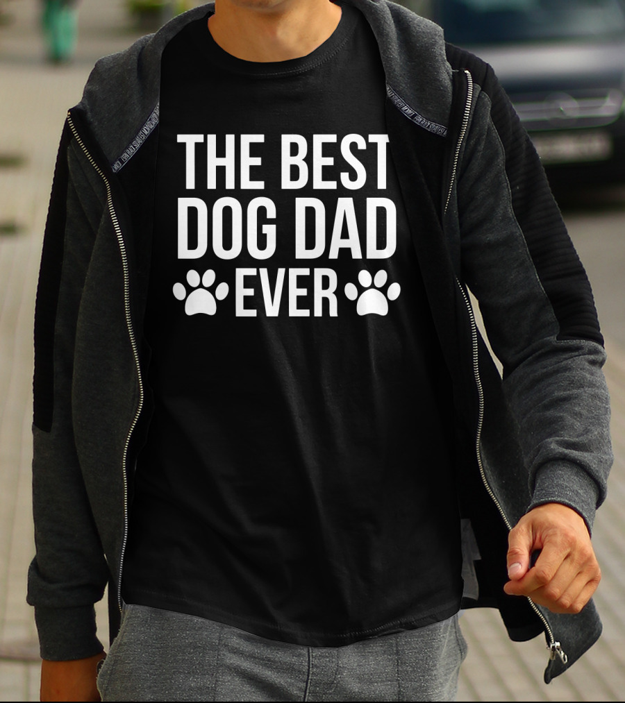 The Best Dog Dad Ever With Paw Print Design For Dog Lovers T-Shirt